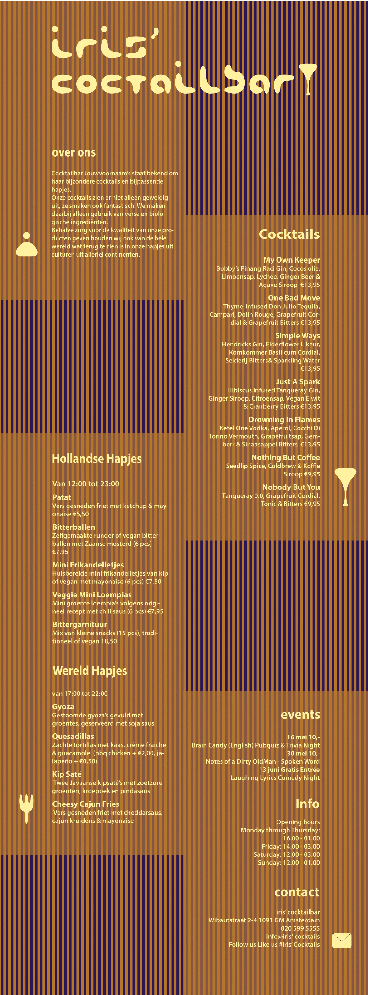 cocktail menu geïnspireerd op Wim Crouwel 